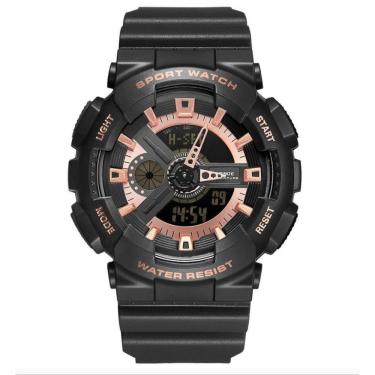 Imagem de Relógio masculino weide wa3j8004 analógico e digital esportivo preto rosé