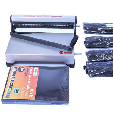 Imagem de Kit encadernação encadernadora  + 100 capas e espirais