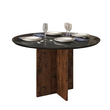Imagem de Mesa De Jantar Aura Redonda 1035x1035mm Trufa e Preto Gloss