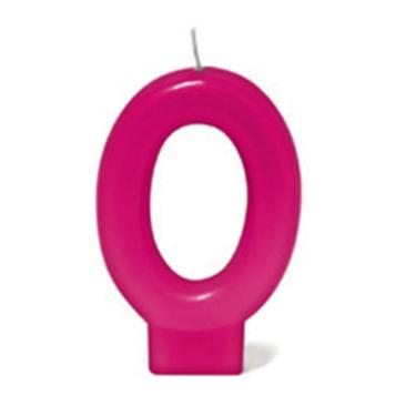 Imagem de Vela de Aniversário Silver Número 0 Rosa