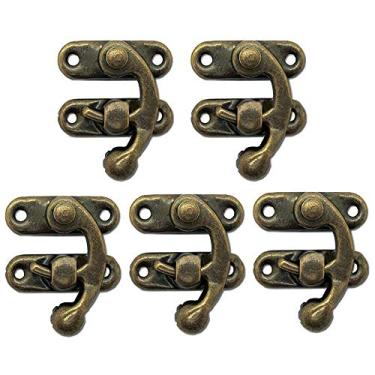 Imagem de Bolsa de balanço estilo vintage estilo retrô ciloso fecho trava para móveis caixa de madeira joia caixa tom bronze, Bronze Tone-5Pcs