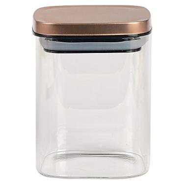 Imagem de Porta mantimento quadrado em vidro borossilicato com tampa em metal cobre 800ml L10xP10xA14cm-COBRE - Dynasty- Full Fit