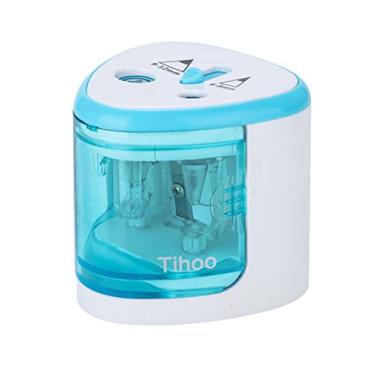 Imagem de Bestgift Apontador de Lápis Elétrico de Furo Duplo Papelaria Escolar Primária Apontador de Lápis Automático Azul1