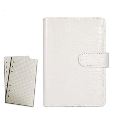 Imagem de A6 PU Couro 6 Argolas Padrão Crocodilo Capa de Caderno Faça Você Mesmo Bloco de Notas Preenchível Agenda Planner, Branco, 2 Pçs