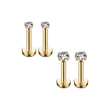 Imagem de Piercing labret Monroe Nose Tragus Helix de diamante transparente 16G CZ cores misturadas piercing labret Monroe piercing de orelha de aço inoxidável cirúrgico 2 mm 3 mm CZ 4-8 peças barra de 8 mm, Cristal, Zircônia cúbica,