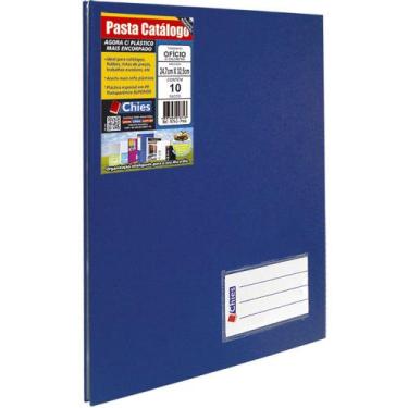 Imagem de Pasta Catálogo Chies Azul C/10 Envelopes Plásticos