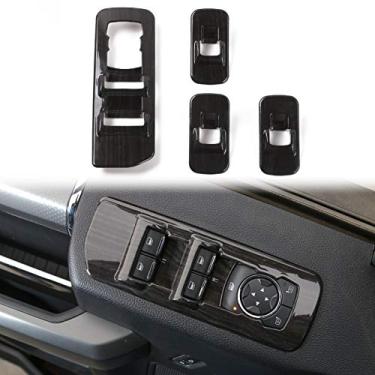 Imagem de Voodonala Kit de acabamentos de painel de elevação de janela em grão de madeira preta para Ford F150 2015 2016 2017 2018