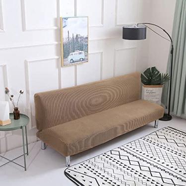 Imagem de Capa de futon de jacquard capa de sofá de futon elástico elastano moderno simples capa de sofá-cama sem braços (Color : Camel, Size : Medium (155-185cm))