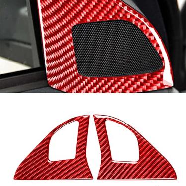 Imagem de JEZOE Autocolante da tampa do alto-falante de fibra de carbono, para Mitsubishi Lancer EVO 2008 2009 2010 2011 2012 2013 2014 2015 Acessórios interiores do carro