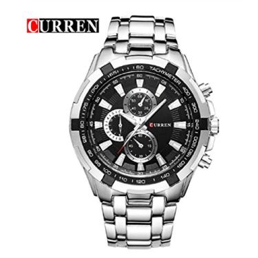 Imagem de Relógio Masculino Original Inox Prova D Água Curren Preto e Prata Mod.8023