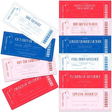 Imagem de 20 peças de cartões de cupons para casais, dia dos namorados, cupons, vales de amor, cartões atrevidos I Owe You para casais doces românticos Dia dos Namorados, aniversário, 20 designs (branco, rosa, vermelho, azul)