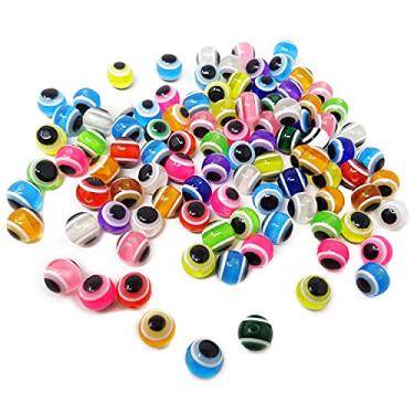 Imagem de HONBAY 100 peças de plástico de cores mistas contas de linha de pesca em forma de olho de peixe contas ferramentas de iscas para córrego piscina lago rio pesca (10 mm)