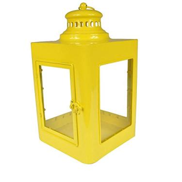 Imagem de Lanterna Quadrada Marroquina Amarelo em Metal e Vidro - Urban - 37x20 cm