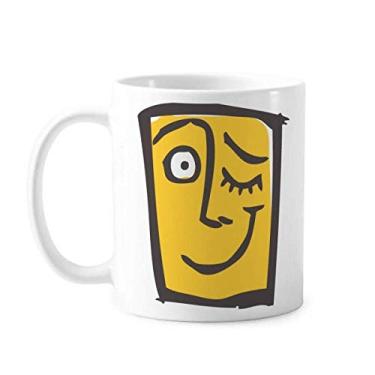 Imagem de Wink Abstrato Face Esboço Rosto Caneca Cerâmica Café Porcelana Utensílios de Mesa