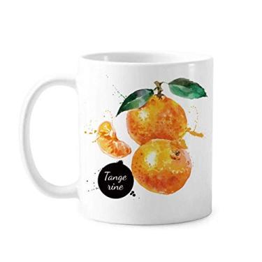 Imagem de Tangerine Fruit Tasty Healthy Watercolor Caneca Cerâmica Café Porcelana Utensílios de Mesa