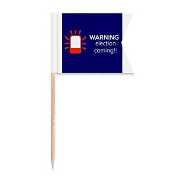Imagem de Alerta de fechamento de eleições, alarme vermelho, bandeiras de palito, marcação de rotulagem para bolo de festa, placa de queijo
