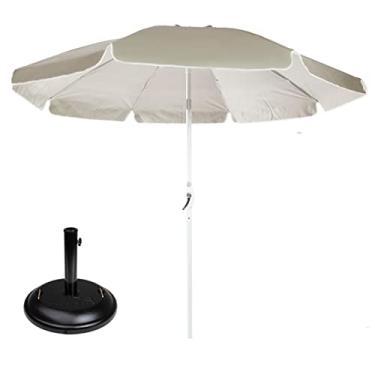 Imagem de Kit Ombrelone Maresias 2,5m Alumínio Articulado Com Manivela Bege Base Redonda Preta 22Kg - Belfix