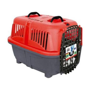 Imagem de Caixa De Transporte Plast Pet Cargo Kennel Vermelha Para Cães E Gatos