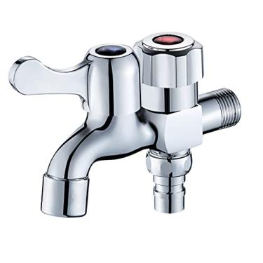 Imagem de LIDON Adaptador de torneira da máquina de lavar única torneira de água fria torneira de pia de lavanderia de latão máquina de lavar divisor de mangueira adaptador de torneira de saída dupla para banheiro cozinha, cromo F (cor: cromo A)