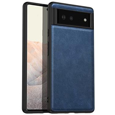 Imagem de YINGDAFENG Capa para Google Pixel 7, capa traseira de couro PU premium fina com proteção de câmera à prova de choque anti-queda TPU capa interna, azul