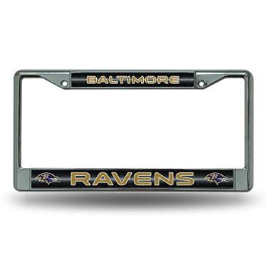 Imagem de Rico Industries Moldura cromada para placa de licença Baltimore Ravens Bling com brilho 15 x 31 cm
