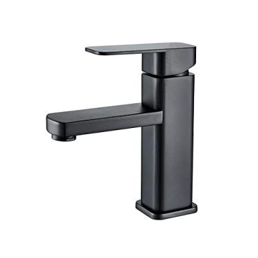 Imagem de Torneiras para lavatório Torneira para lavatório Torneira misturadora Acabamento em latão Pilar quadrado Torneiras em cascata cromadas,b