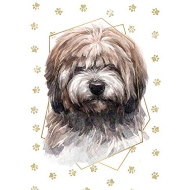 Imagem de Caderno de retrato de cachorro Terrier Tibetano – Diário criativo: 7 x 10, papel creme, grade de pontos de 5 mm, 184 páginas