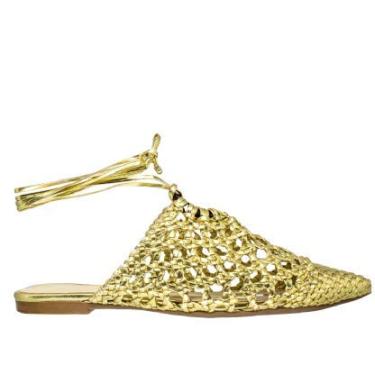 Imagem de Mule Feminino Abelle Shoes Sem Salto Em Couro Gio Dourado Tamanho:34;Cor:Dourado