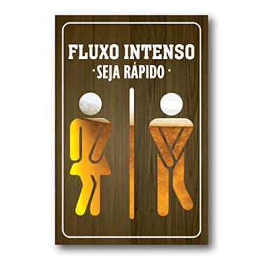 Imagem de Placa Decorativa Cerveja Fluxo Intenso Banheiro Mdf 20x30 cm