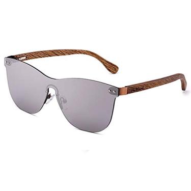 Imagem de Óculos de Sol Design de Madeira Semi-Armação HU WOOD Proteção Uv400 GR8026 (C1)