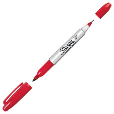 Imagem de Marcador permanente Sharpie com ponta dupla, ponta fina e ultrafina, 1 unidade, Vermelho, 1-Count