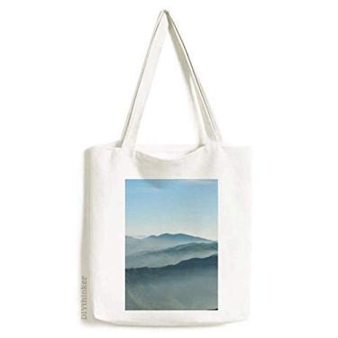 Imagem de Sunshine Mountains Sky Fog Nature sacola de lona bolsa de compras casual bolsa de mão