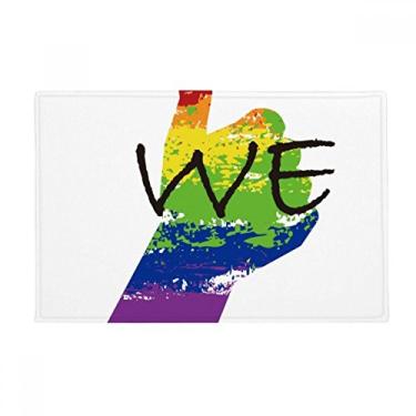 Imagem de DIYthinker LGBT Tapete antiderrapante para porta de banheiro com bandeira de arco-íris