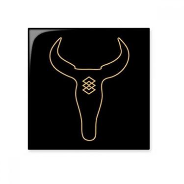 Imagem de Touro totem padrão geométrico azulejo de cerâmica brilhante decalque pedra adornada tijolo vitrificado