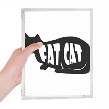 Imagem de Caderno de gato preto com desenho natural de folhas soltas diário recarregável de papelaria