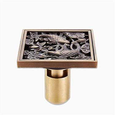 Imagem de Piso de drenagem de chuveiro quadrado com tampa removível invisível anti-odor padrão de filtro de cobre espesso Home Hotel Acessórios de banheiro