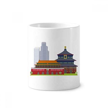 Imagem de China Tian'anmen Temple Landmark padrão escova de dentes suporte de caneta cerâmica suporte lápis copo