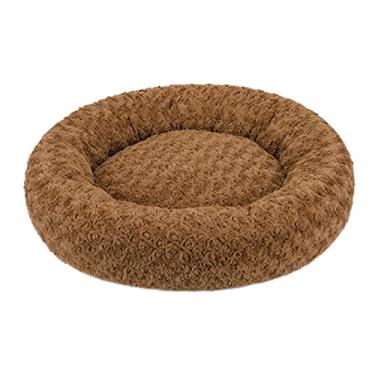Imagem de jia cool Cama de cachorro, espuma de memória para donuts, cama para cães e gatos, espreguiçadeira ortopédica calmante para alívio das articulações para animais de estimação, lavável na máquina, forro à prova d'água, inclui brinquedo, marrom claro