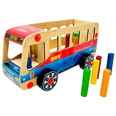 Imagem de Ônibus de Brinquedo Em Madeira Infantil Educativo Carimbras