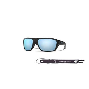 Imagem de Split Shot OO9416 941606 64MM Matte Black/Prizm Deep Water Polarized Rectangle Sunglasses for Men +BUNDLE with Oakley Accessory Leash Kit