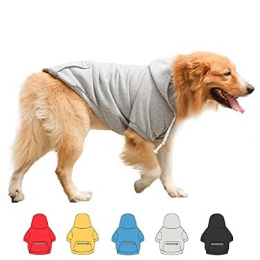 Imagem de SEIS Moletom grande para cães com bolso, roupas quentes para animais de estimação com chapéu, casaco de fantasia Golden Retriever para inverno, outono, primavera (cinza, 3GG (circunferência do peito