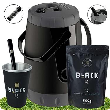 Imagem de Kit Tereré Black Erva Garrafa 2,5L Cuia E Erva Hortelã Ice