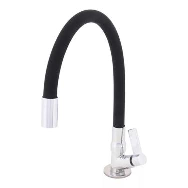 Imagem de Torneira Cozinha Alta Metal Preta E Cromada 36x20x10cm