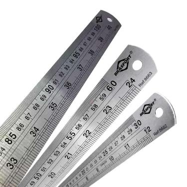 Imagem de Réguas Escala de Aço Inoxidável 100cm 60cm e 30cm BRASFORT