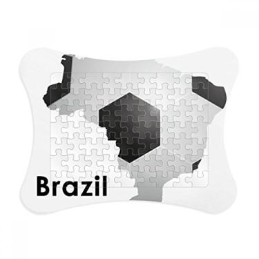 Imagem de Moldura de quebra-cabeça com slogan do Brasil, formato de mapa do Brasil, enfeite de quebra-cabeça