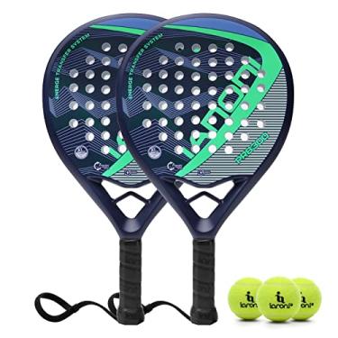 Imagem de Raquete de raquete de padel de fibra de carbono com espuma de espuma de EVA com espuma flexível raquetes de tênis leves (8300-verde-2 peças)