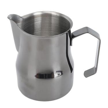 Imagem de Copo de jarro de leite, espumador de leite de aço inoxidável de 450 ml, jarro de decantador de café, cappuccino, espumador de leite, ferramenta barista para casa, café, escritório (preto)