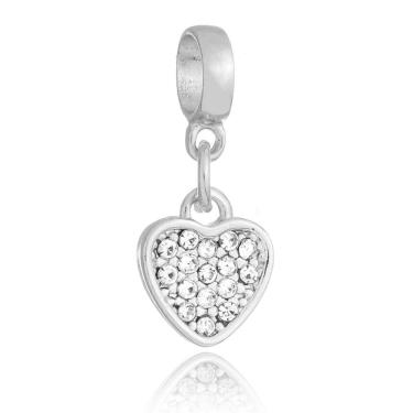 Imagem de Pingente Berloque Coração Strass Pandora Banhado a Prata 925 - Premium