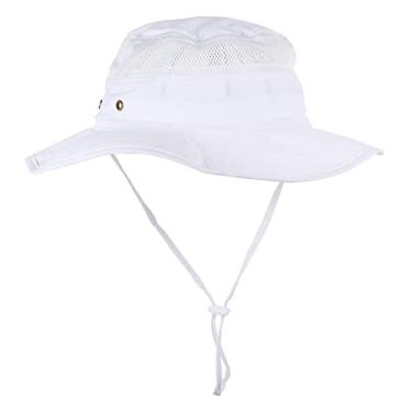 Imagem de HONMEET chapéu de sol infantil chapéus chapéu de sol à beira-mar chapéu de proteção solar ajustável chapéu de pescador Tampa de malha visor solar viagem poliéster branco