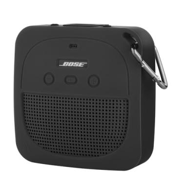 Imagem de TXEsign Capa de silicone compatível com alto-falante portátil Bluetooth Bose SoundLink, micro impermeável, capa protetora completa em pé à prova de choque com mosquetão (cinza escuro)